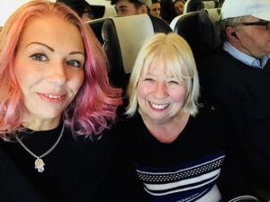 Samantha Walsh, Mum and Warthog sitting on the plane